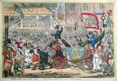 Elezione del Middlesex, 1804, o Una lunga tirata, una forte tirata, e una tirata tutti insieme, pubblicata da Hannah Humphrey nel 1804 da James Gillray
